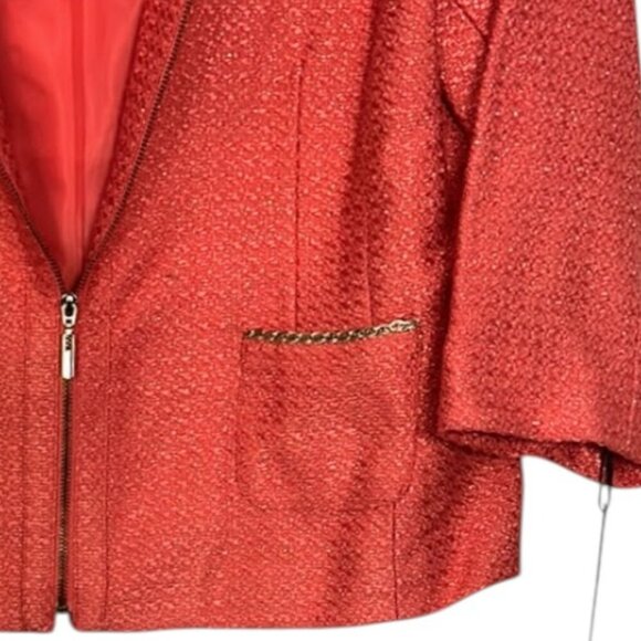 Nue Options Venice Tweed Blazer Size 6 Melon Gold Trim - Picture 15 of 16